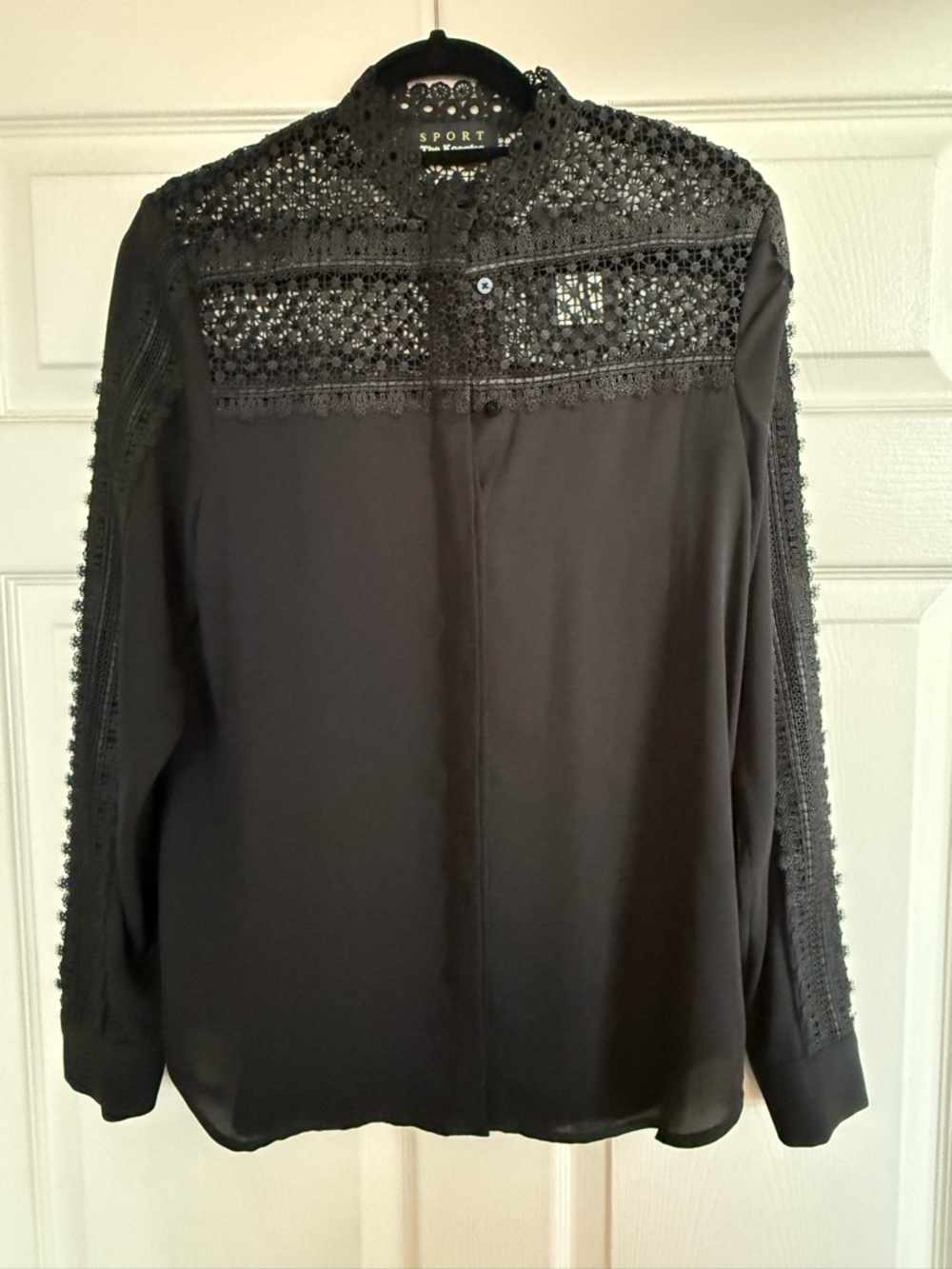 The Kooples Black Lace Long Sleeve Blouse